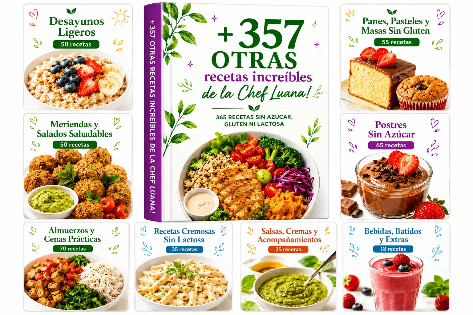 Mosaico con las 357 recetas extra de la Chef Luana